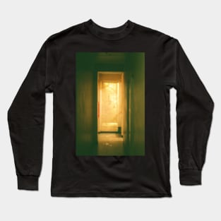 Digital collage, special processing. Room, corridor. Look from darkness to light. Yellow. Sun light. Low contrast. Long Sleeve T-Shirt